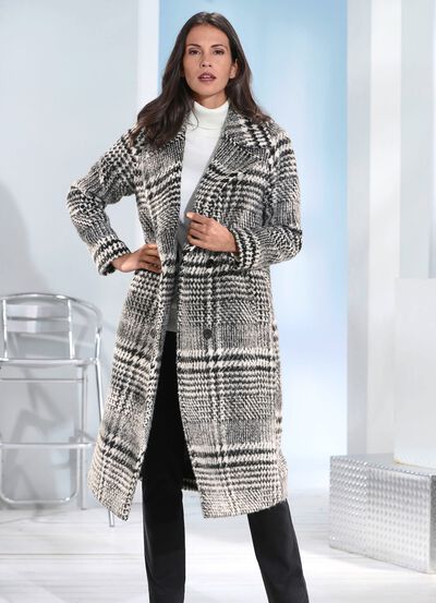 Mantel mit trendstarkem Glencheck-Dessin 