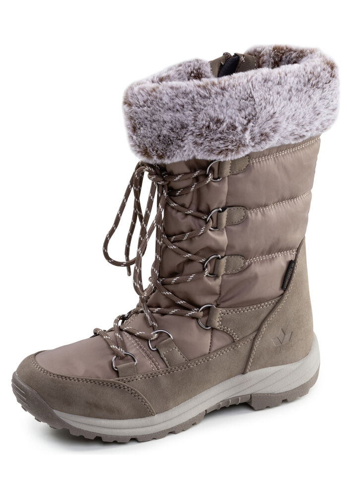 Gefütterte Damen-Stiefel, Winterschuhe, mit Reißverschluss TAUPE