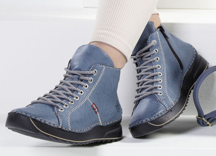 Rieker, sportive Damen-Boots, Winterschuhe, mit Reißverschluss JEANSBLAU
