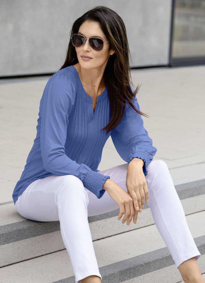 Shirt-Tunika mit Elastan JEANSBLAU