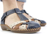 Rieker Sandale in schickem Dessin MARINE-BEIGE-COGNAC