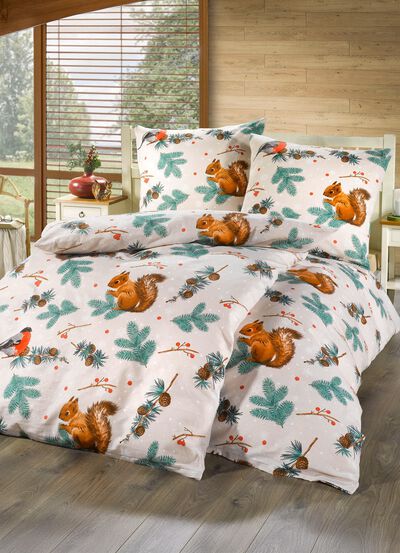 Biber Bettw&auml;sche-Garnitur aus 100% Baumwolle 