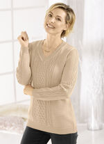 Pullover mit Schurwolle BEIGE