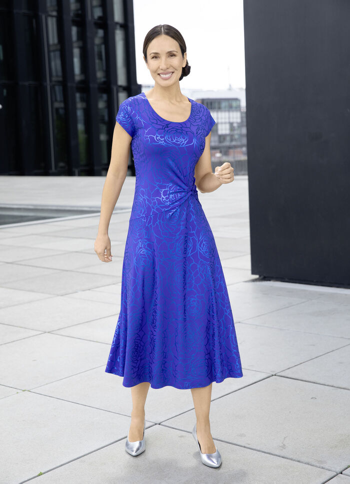 Kleid mit raffinierter Knotenoptik LILA-ROYALBLAU
