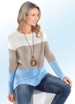 Pullover in Color-Blocking CREME-SAND-BLEU