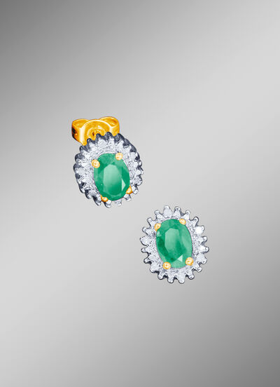 Ohrstecker mit Diamanten und Smaragd 