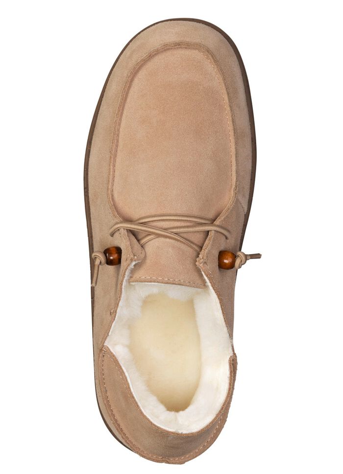 Gef&uuml;tterte Herren-Slipper, Winterschuhe, mit Lammfell BEIGE