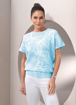 Pullover aus reiner Baumwolle HELLBLAU-CREME