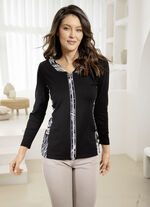 Shirtjacke mit silberfarbenen Zierplättchen 