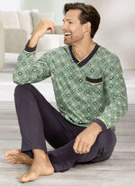 Schlafanzug mit V-Ausschnitt und offenen Abschlüssen 