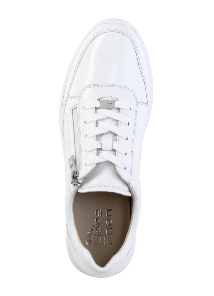 ELENA EDEN Sneaker aus zart schimmerndem, genarbtem Hirsch-Nappaleder WEISS