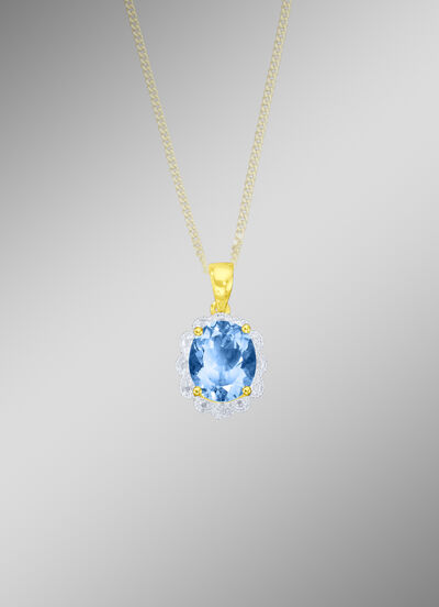 Massiver Anhänger mit Blautopas und Diamanten 