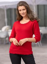 Pullover mit Wellenabschl&uuml;ssen ROT