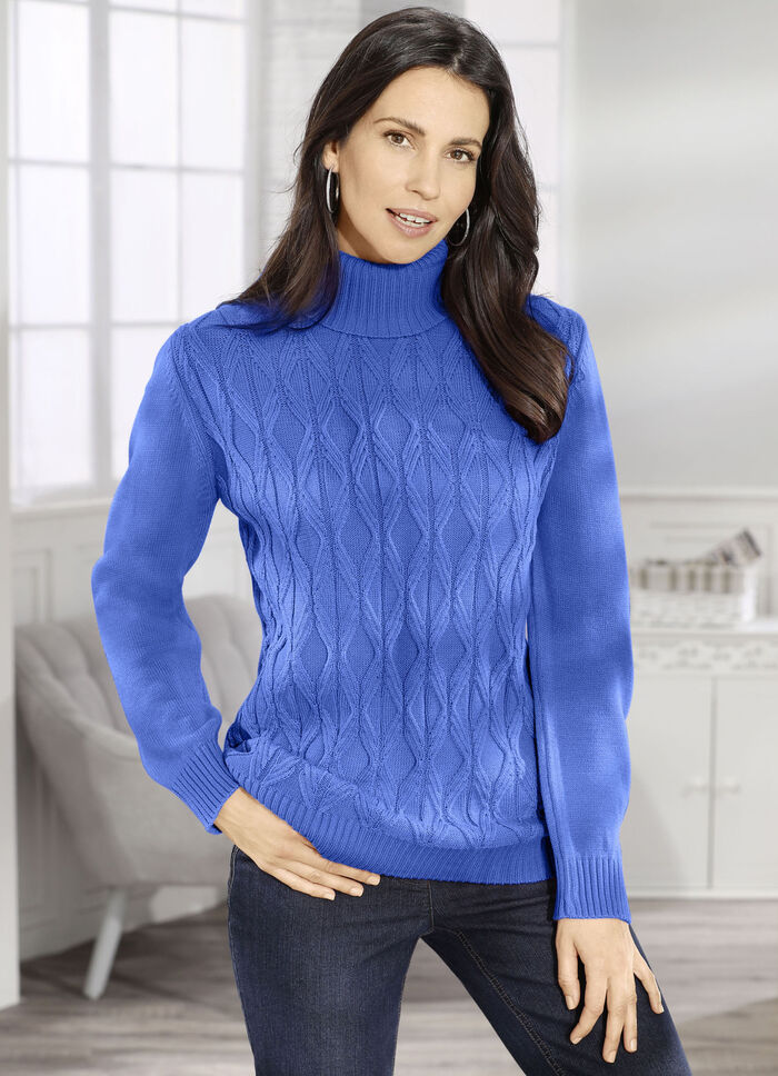 Pullover mit Strukturdessin MITTELBLAU