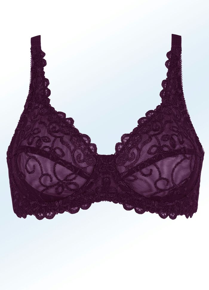 Viania Bügel-BH mit Stickereispitze BROMBEER