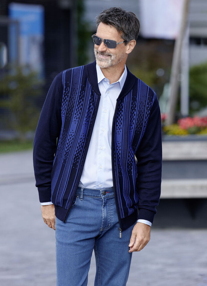 Gemusterte Jacke in 2 Farben MARINE