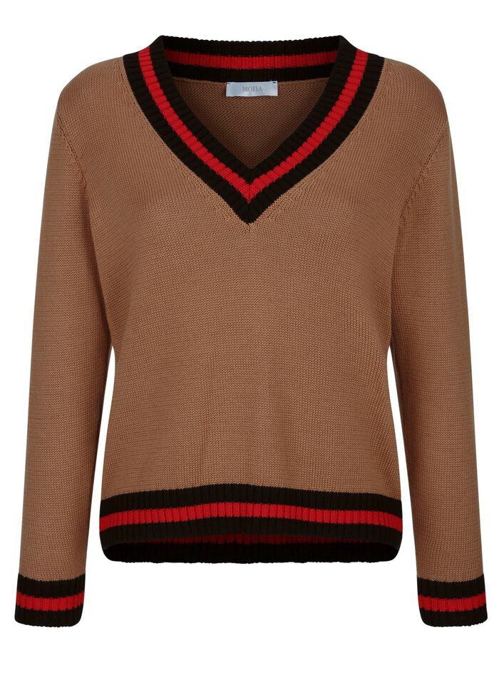 Pullover mit Kontrastringeln 