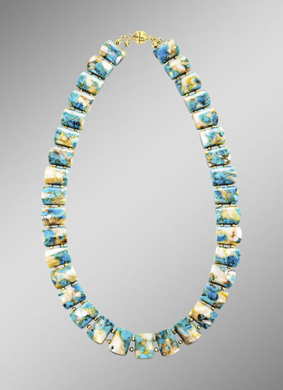 Halskette mit beh. T&uuml;rkis und beh. Perlmutt 