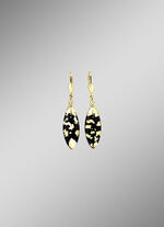 Ohrringe mit Onyx, beh. und Bergkristall mit Blattgold-Triplette 