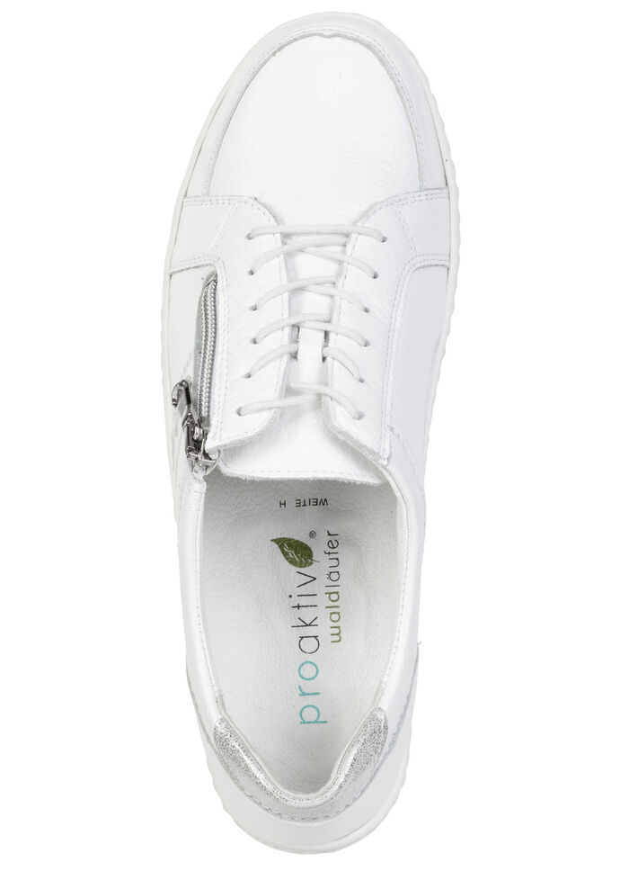 Waldläufer, bequeme Damen-Schnürschuhe, Weite H, mit herausnehmbarem Fußbett WEISS-SILBER