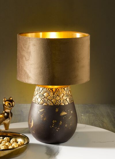 Tischleuchte mit Lampenfu&szlig; aus Keramik 