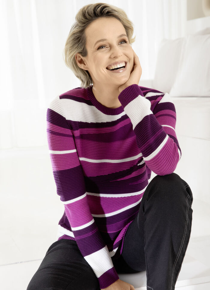 Pullover in edlem Mustermix BEERE-FUCHSIA-MULTICOLOR