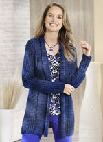 Long-Strickjacke aus Melangegarn 
