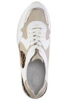 ELENA EDEN Sneaker mit Leo-Print und Metallic-Besätzen WEISS-BEIGE-BRAUN