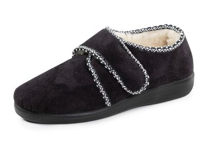 Warme Damen-Hausschuhe, Weite H, mit Klettverschluss 