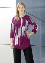 Shirt mit Kontrastdruck FUCHSIA-WEISS