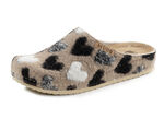 Mubb Wollfilz-Pantoffel mit frechem Herzchen-Dessin BEIGE-SCHWARZ