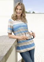 Shirt mit sportivem Streifen-Dessin in 2 Farben BLAU-ECRU-SAND