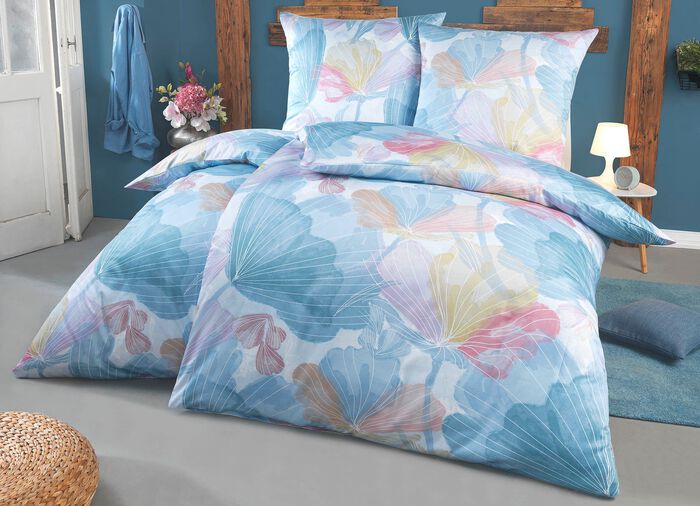 Beidseitig bedruckte Bettw&auml;sche-Garnitur in Mako-Satin-Qualit&auml;t 