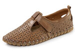 Gemini, sommerliche Damen-Slipper, Weite G, mit herausnehmbarem Fußbett COGNAC