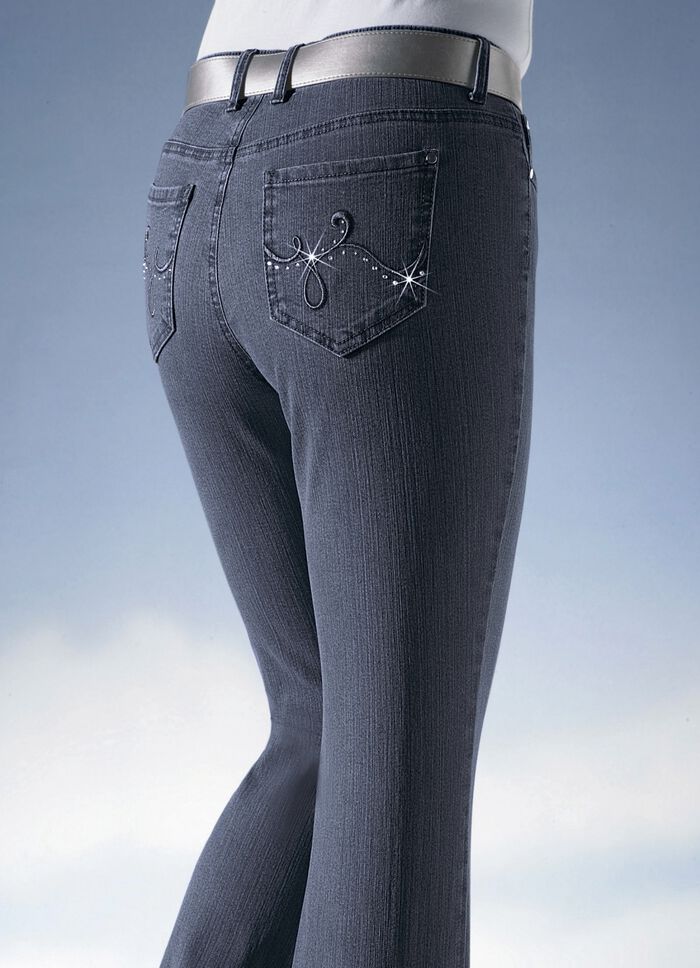 Jeans verziert mit funkelnden Strasssteinen DUNKELBLAU