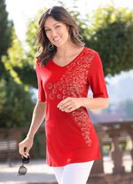 Longshirt mit Glimmerdruck ROT