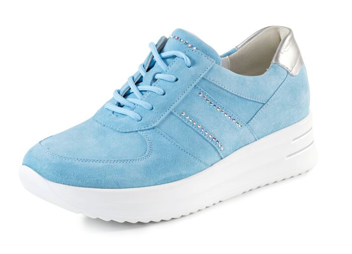 Waldl&auml;ufer Sneaker mit Glitzersteinchen HIMMELBLAU