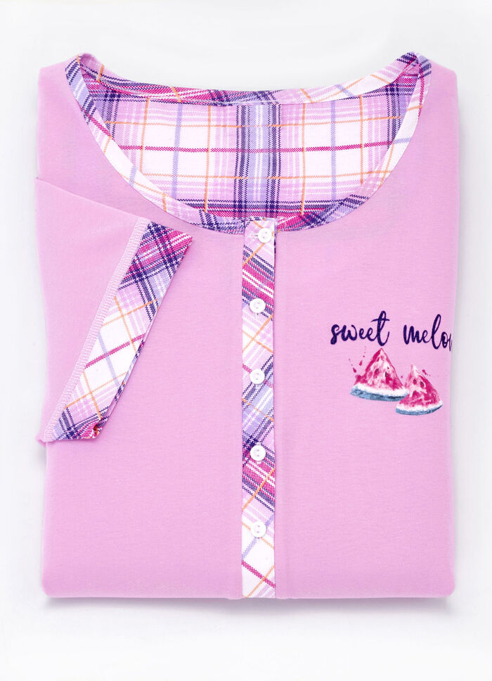 Zweierpack Nachthemden aus nachhaltigem Baumwollanbau mit Knopfleiste 1X FLIEDER, 1X ZARTROSA