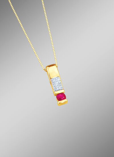 Anhänger mit echtem Rubin und Diamanten 