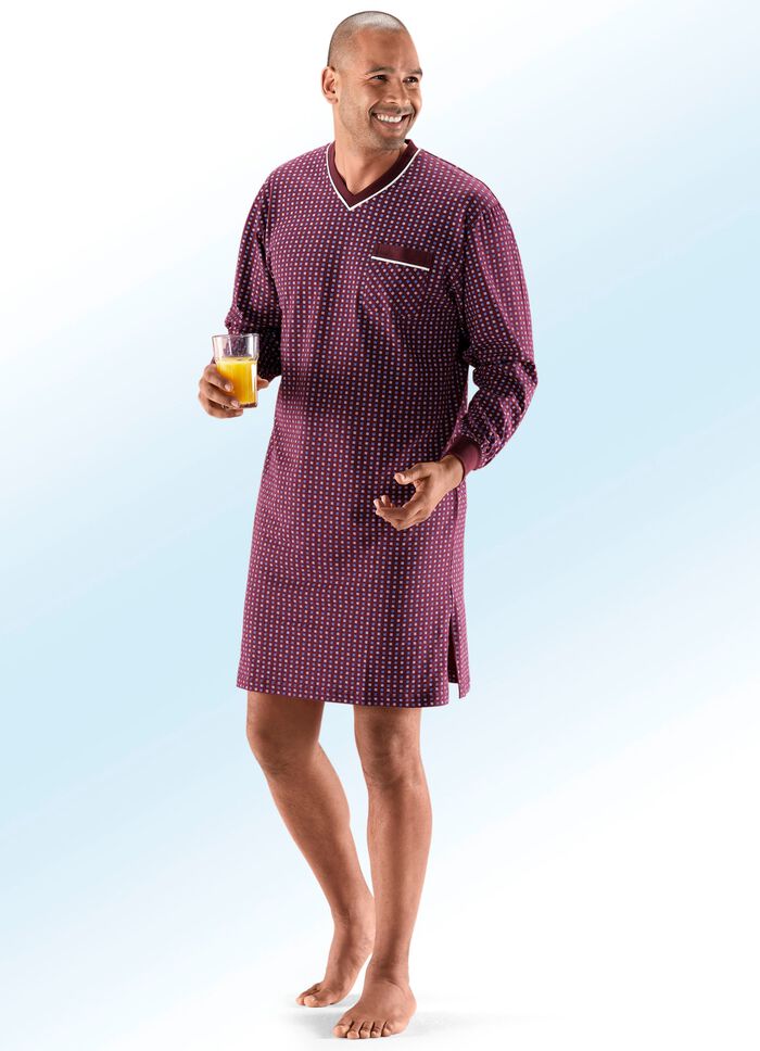 Nachthemd mit V-Ausschnitt, aufgesetzte Brusttasche 