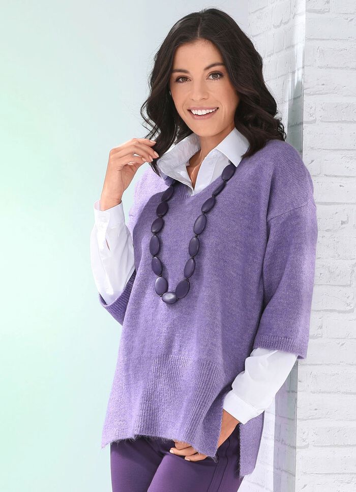 Pullover in sehr kuscheliger Qualit&auml;t FLIEDER MELIERT