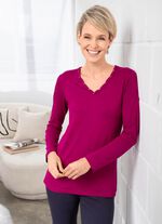 Shirt mit V-Ausschnitt in 2 Farben FUCHSIA