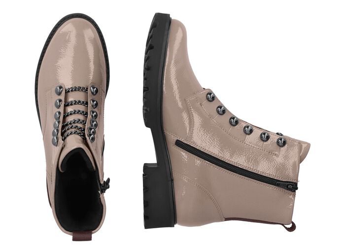 Remonte Stiefelette mit trendigen Zierketten in Schn&uuml;r-Optik TAUPE