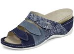 Mubb, bequeme Damen-Pantoletten, Weite H, mit herausnehmbarem Fu&szlig;bett BLAU