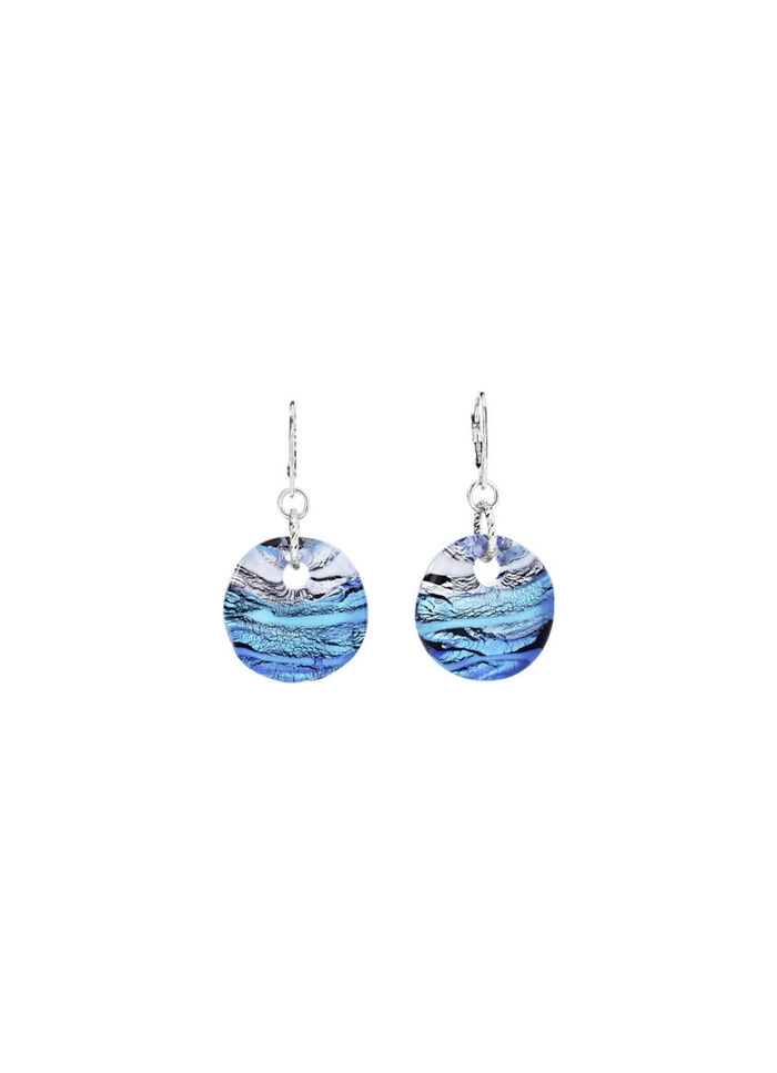 Ohrringe aus Muranoglas in Türkis- und Silbertönen 