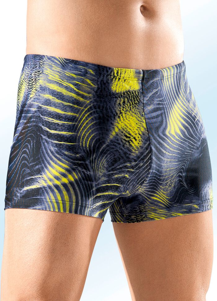 Schwab Badehose in h&ouml;herer Kastenform mit buntem Druckdessin 