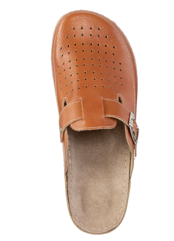 Pantolette aus Nappaleder mit luftiger Perforation COGNAC