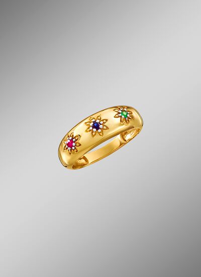 Damenring mit echten Edelsteinen im Sternendesign 