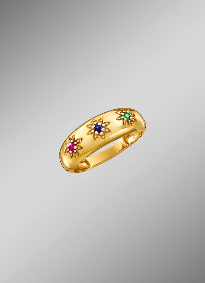 Damenring mit echten Edelsteinen im Sternendesign 