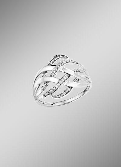 Durchbrochener Damenring mit 19 Diamanten 